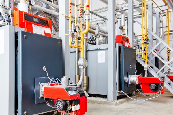 Large industrial commercial boilers for heating and cooling